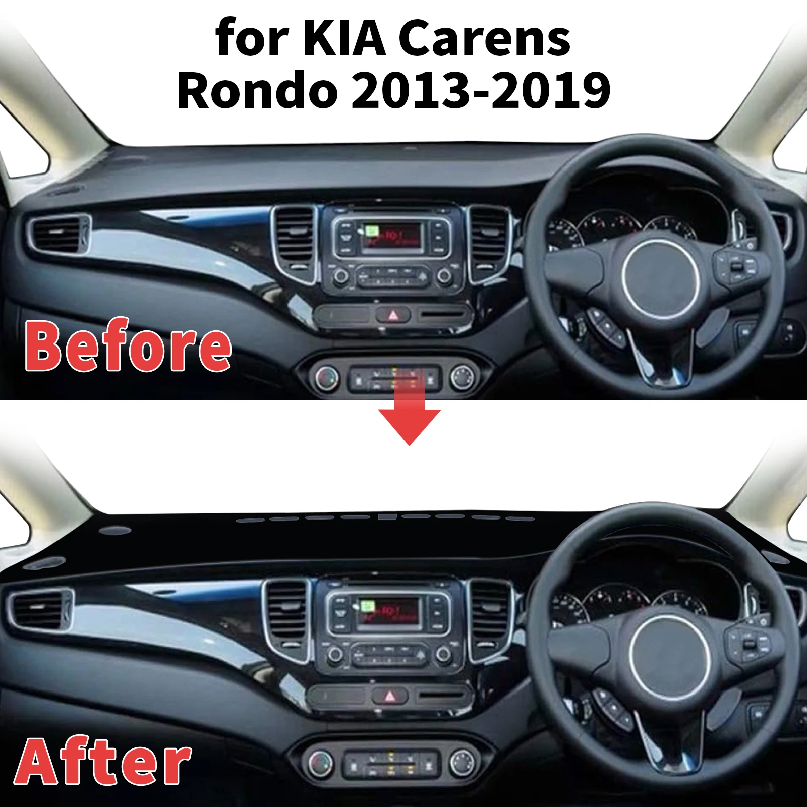 for KIA Carens 2013-2019 Rondo Rondo7 Dashboard Cover Sun Shade Protector Dashmat Anti-Glare UV Block Carpet Mat Dash Mat