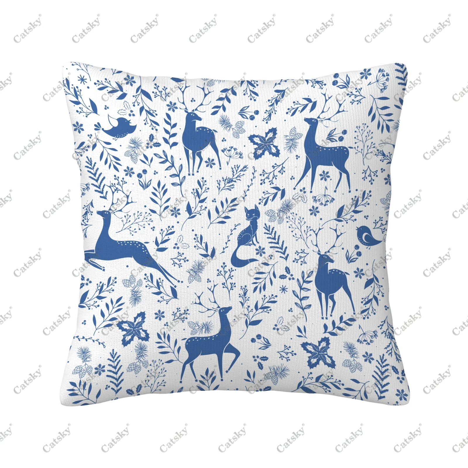 Deers Pattern  Pillow cover decoration sofa home 45x45cm gift holiday double-sided short plush cushion covers back pillows