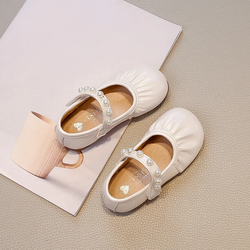 Child Princess Leather Shoe2026Spring NewStyleGirl Soft Soled SingleShoeFashion Girl Anti Slip Student Party Campus Walking Shoe