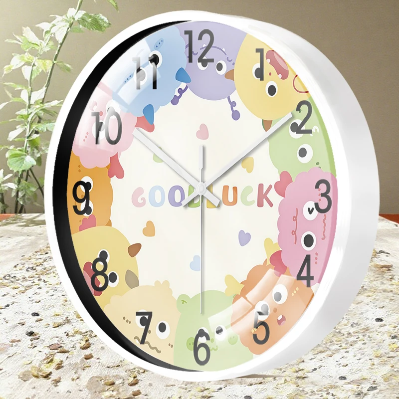 ساعة حائط معلقة على شكل رسوم كرتونية مستديرة صامتة، مناسبة لغرفة المعيشة والمدرسة وغرفة الدراسة وغرفة النوم وهدايا الأطفال