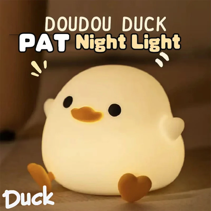 

DoDo Duck Night Light, Cute Duck Lamp, Rechargeable Dimmable Nightlight, Silicone LED Bedside Lamp Nursery Touch-Sensitive