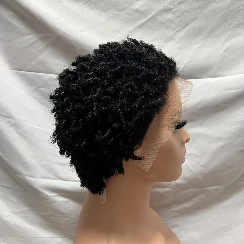 6 Zoll Butterfly Locs Echthaar 13x4 Lace Frontal Perücken Premium 150% Dichte Remy Haar Ohr-zu-Ohr Lace Glueless Perücke für Frauen – Detail 4