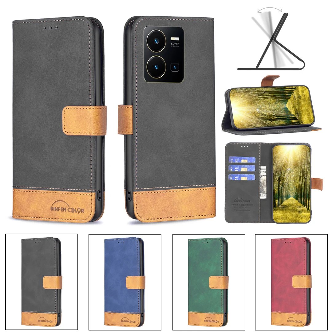 Jointed Leather case Anti-fall Wallet Flip Phone Case for VIVO Y02S Y11 Y15 Y12 Y17 Y20 Y21 Y21S Y33S Y35 Y22S Y51 Y51A 2020 4G