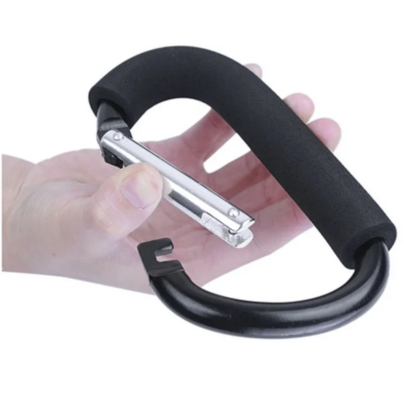 Stroller Hooks with Foam Handle Large Heavy Duty Carabiner Clip D-Ring Spring Snap Hook for  Bags Groceries Stroller Organizer