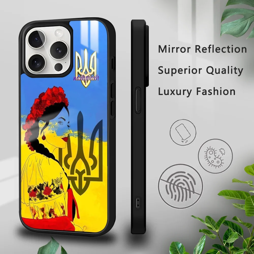 U-Ukraine Girl Sunflower Flag Phone Case For iPhone 16 15 14 13 12 11 Pro Xs Max Mini Plus Celulares Hard Funda