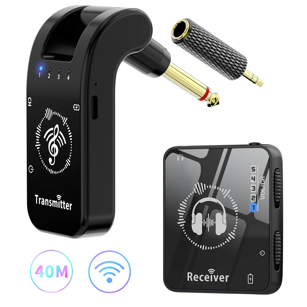 Wireless in Ear Monitor System Rechargeable Transmitter Receiver 10H Battery Life for Studio Band Rehearsal Live Performance