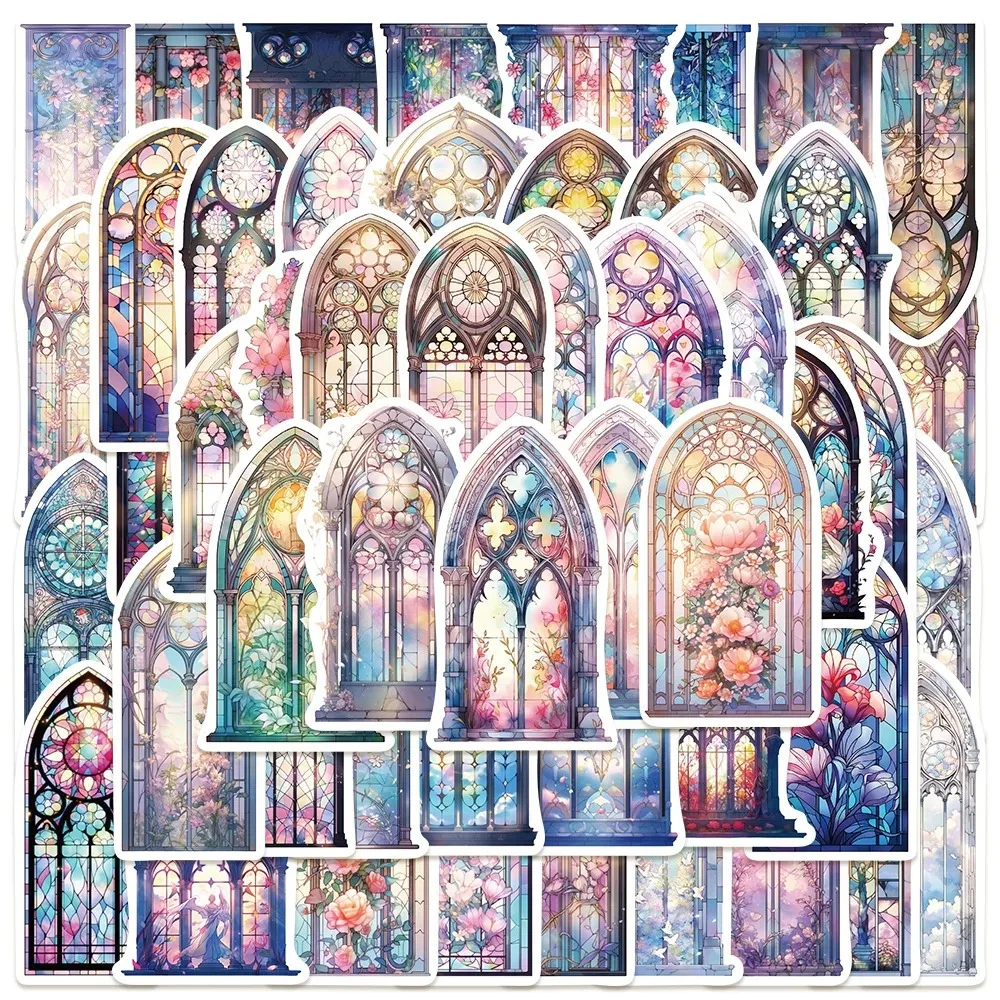 50PCS New Church Window Graffiti Stickers Mobile Phone Laptop DIY  Skateboard Waterproof Decorative Gift Guitar