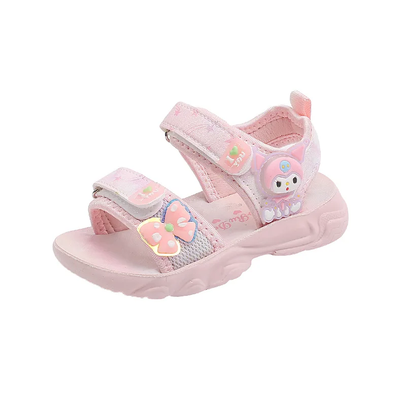 Summer 2024 new bright light cartoon kids shoes girls 1-6 years old 3 beach shoes sandals tide