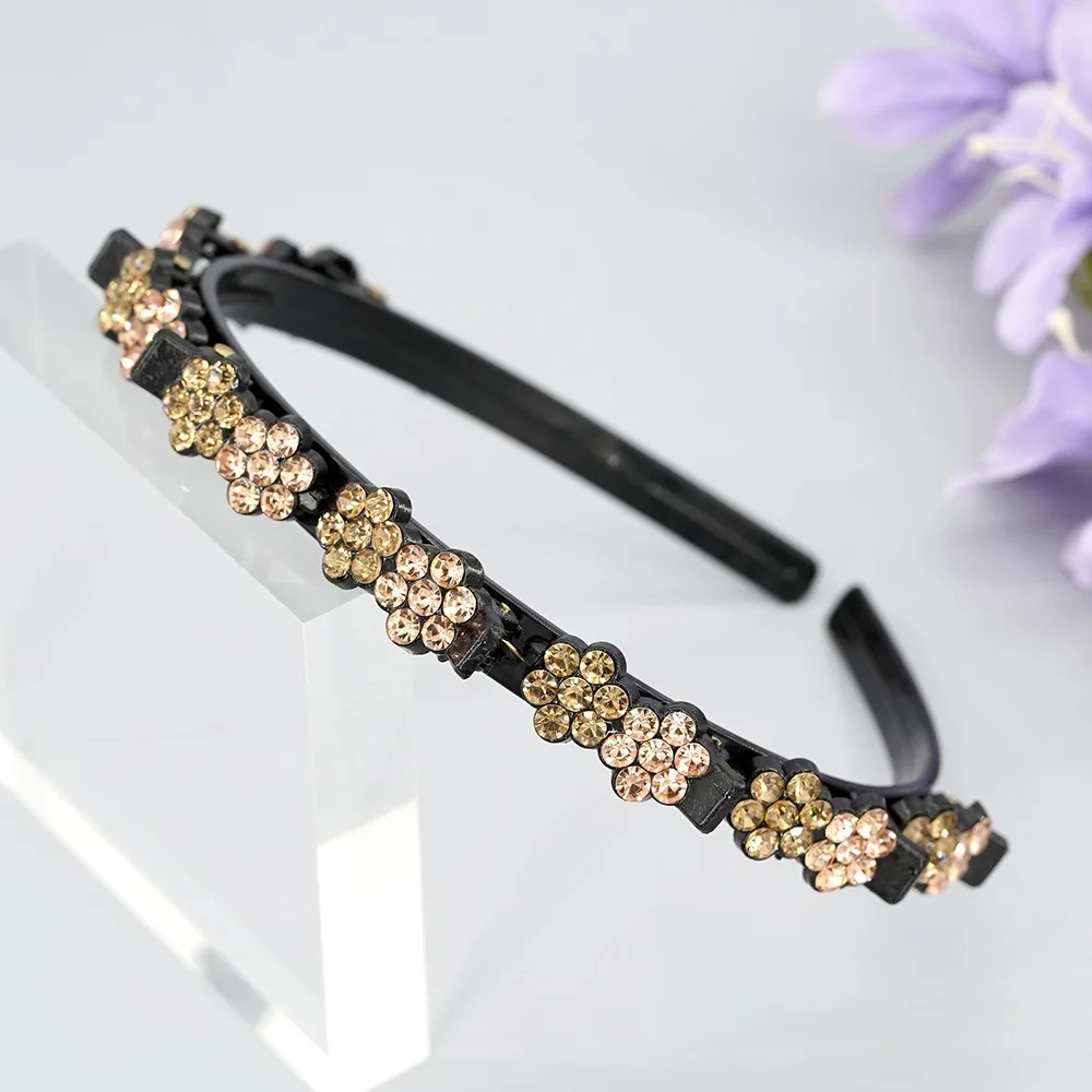 العصابات الشعر الأنيقة مع مقاطع زهر البرقوق متعدد الطوابق مسننة كليب مضفر هيرباند الحلو الكورية نمط لامعة زهرة الشعر هوب