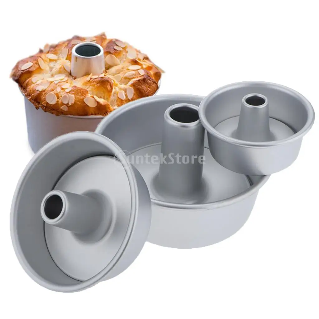 3Pcs/Set Hollow Chiffon Cake Mold Angel Food Cake Pan Baking Mould 4/5/7 Inch Cake Moulding Oven Bake Tools Kit Dish Bakeware