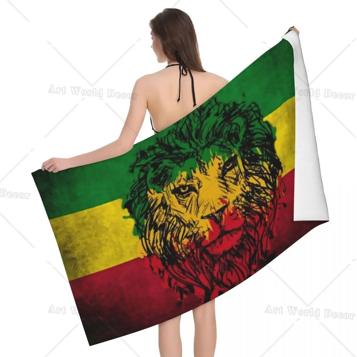 

Lion Of Judah Rasta Jamaican Reggae Beach Towel Quick Drying Rastafarian Art Soft Linen Microfiber Pool Sauna Towels