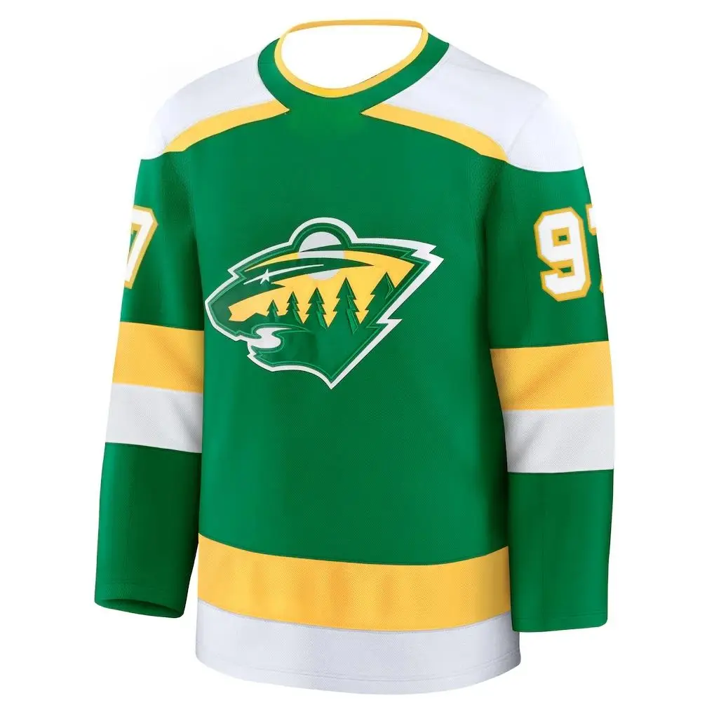 HOCKEY JERSEY - GREEN WITH YELLOW/WHITE ACCENTS 