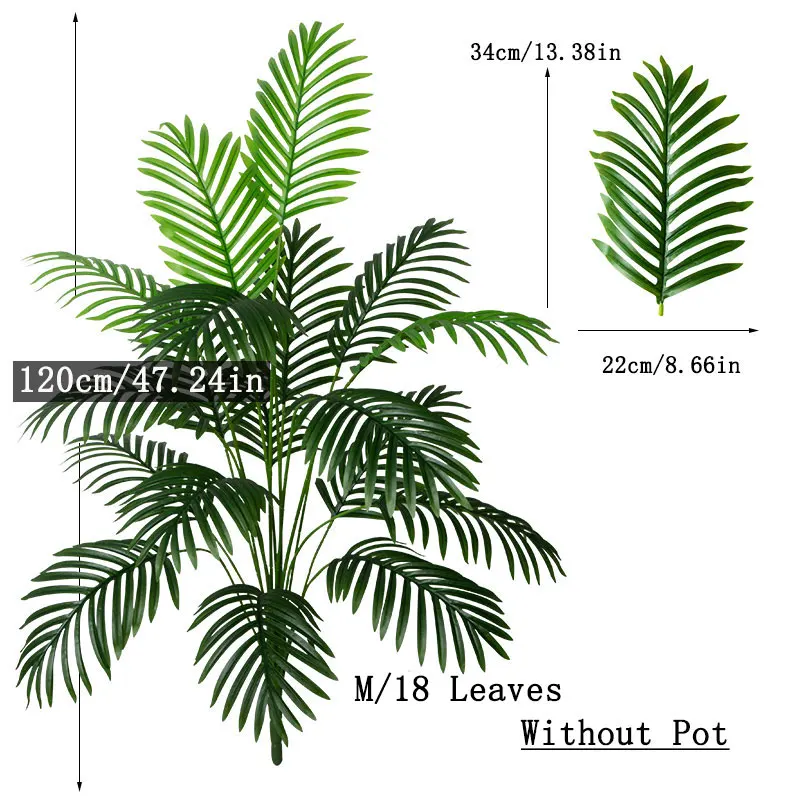 90-120cm Large Artificial Palm Tree Tropical Fake Plants Green Plastic Palm Leafs Big Monstera Tree Branch For Home Garden Decor image 3