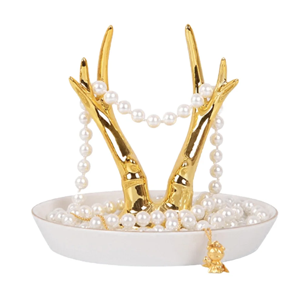 1Pcs Antler Jewelry Tray Ceramic Durable Hanging Rack Ring Holder Organizer for Jewelry Storage Display Antler Display Rack