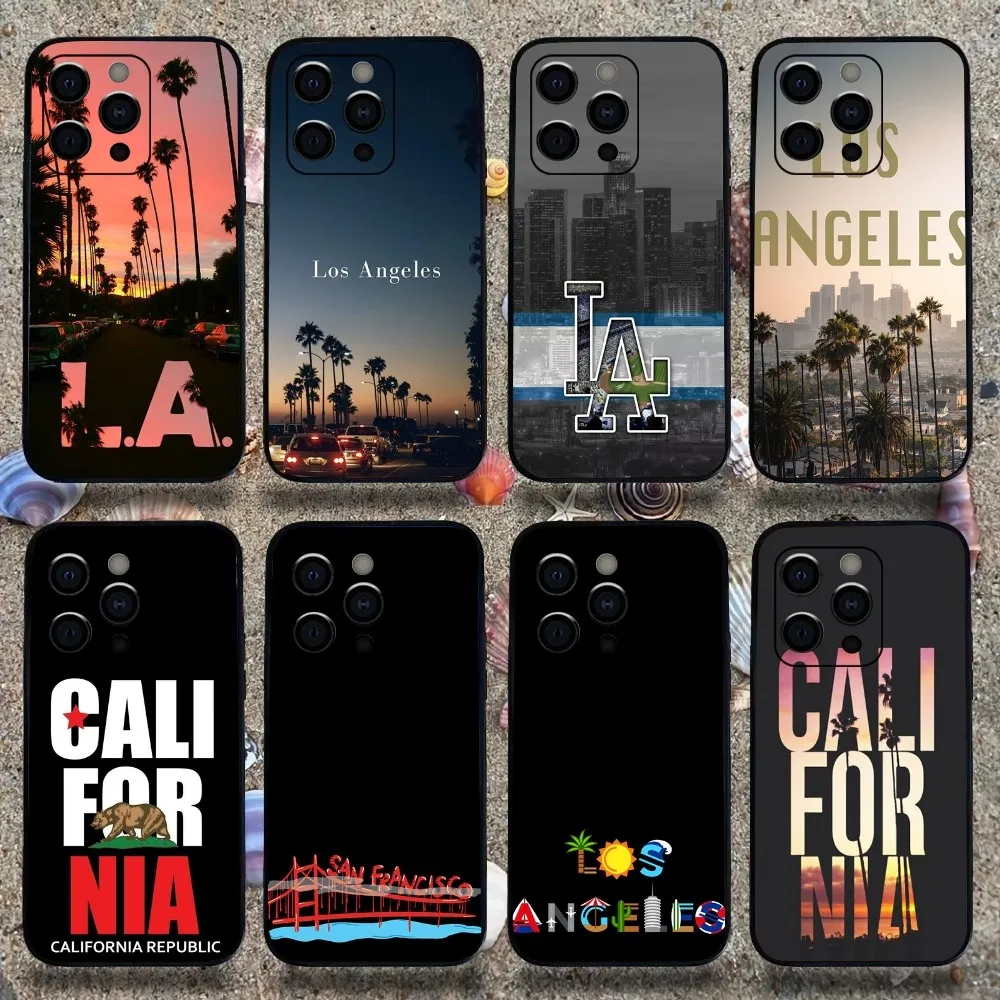 Travel Los Angeles California Phone Case For Apple iPhone 15,14,13,12,11,Pro,X,XS,Max,XR,Plus,Mini Soft Black Cover