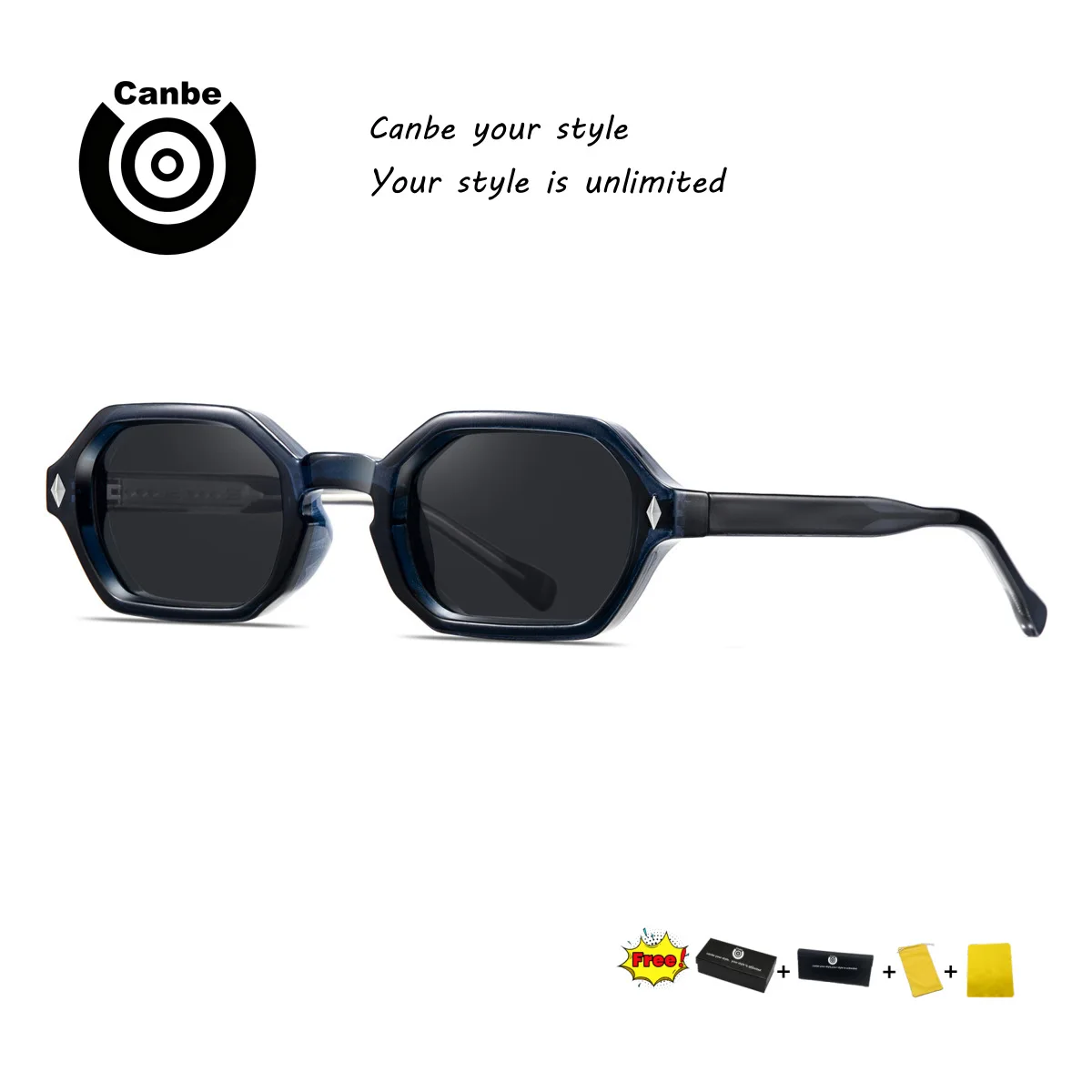 Canbe nouvelles lunettes de soleil lunettes de soleil à petite monture polygonales européennes et américaines lunettes de soleil de Protection UV extérieure haut de gamme