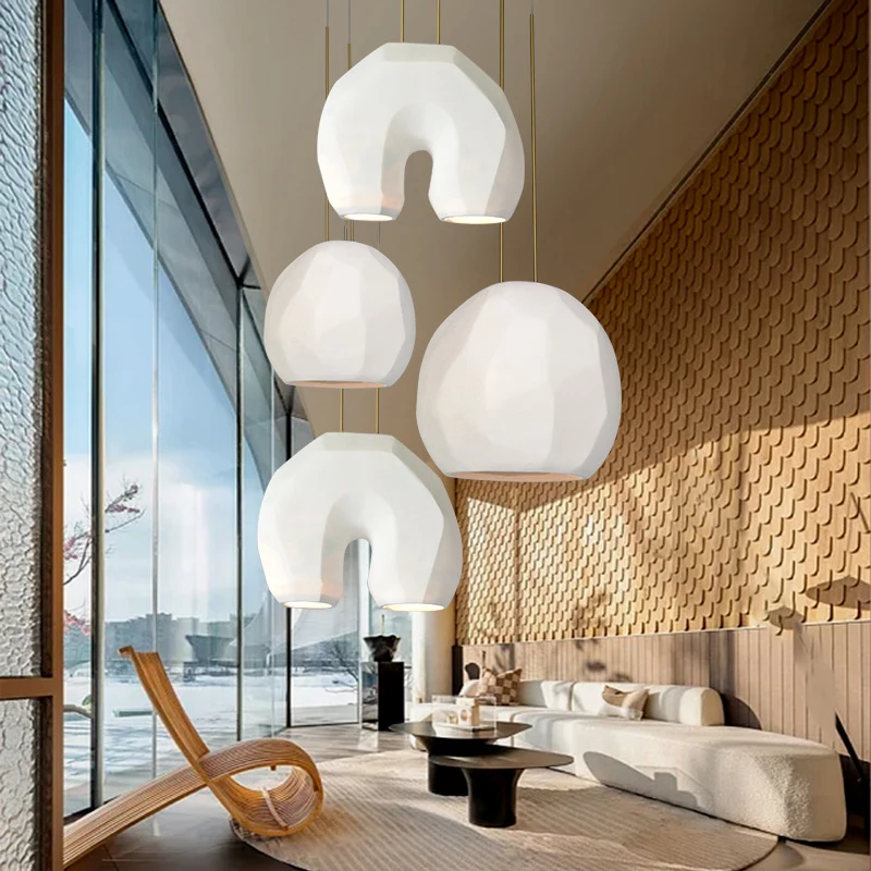 

Modern Advanced Custom Chandelier Living Room Exhibition Hall White Resin Lamp U-Shaped Design Bedroom Dining Room Den Lighting