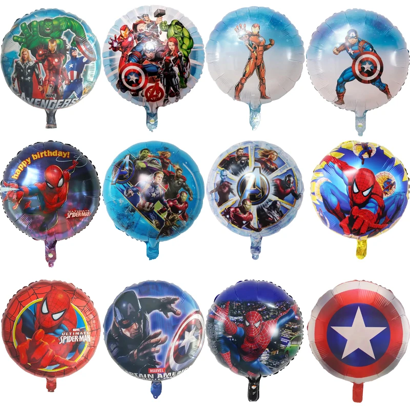 10Pcs 18Inch Marvel Avenger Superhero Balloon Captain America Spider Iron Man Air Globos Birthday Party Decorations Kid Toy Gift