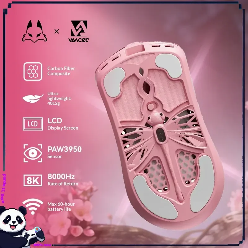 

Беспроводная игровая мышь Vancer Akitsu из углеродного волокна, ультралегкая, с датчиком Paw3950, 8k Fps, для киберспорта, аксессуар для ПК, Valorant, CS:GO