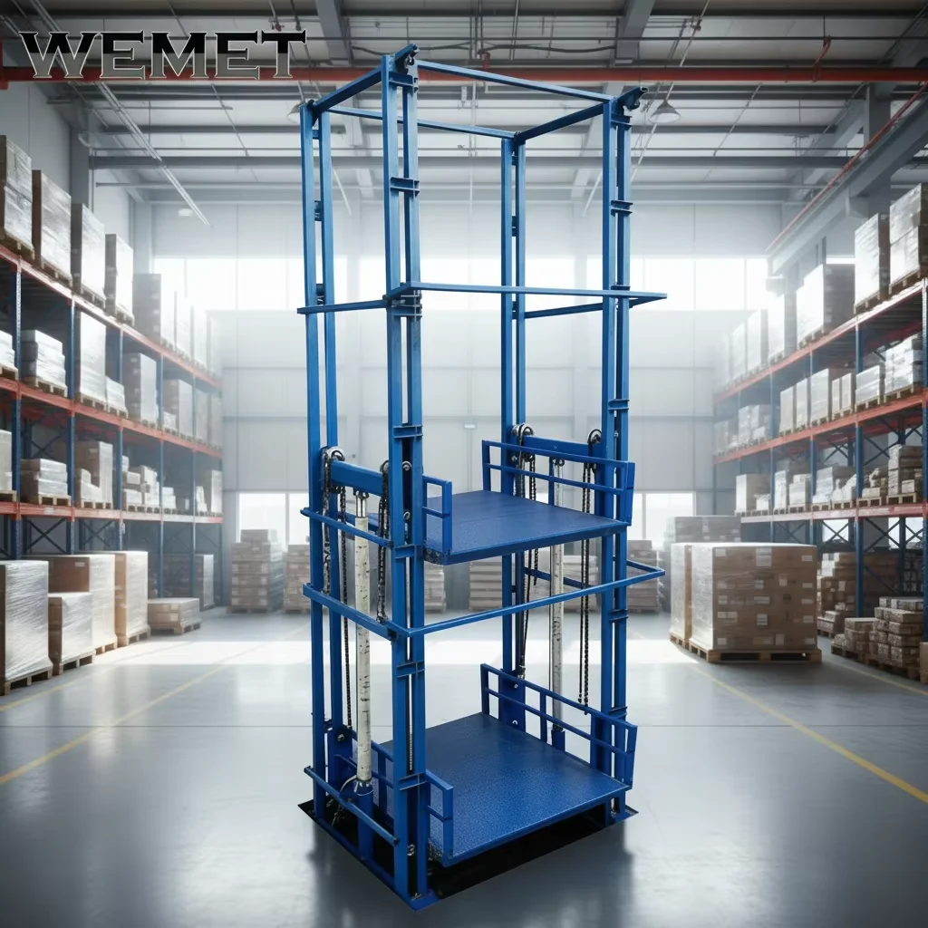HCYCustomized Industrial Warehouse Hydraulic Vertical Guide Rail Cargo Ladder Goods Lift Platform Freight Elevator High Strength