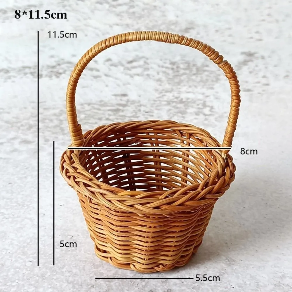 with Handle Imitation Rattan Handhold Household Handwoven Braid Storage Baskets 10 Styles Vegetable Fruit Flowers Holder
