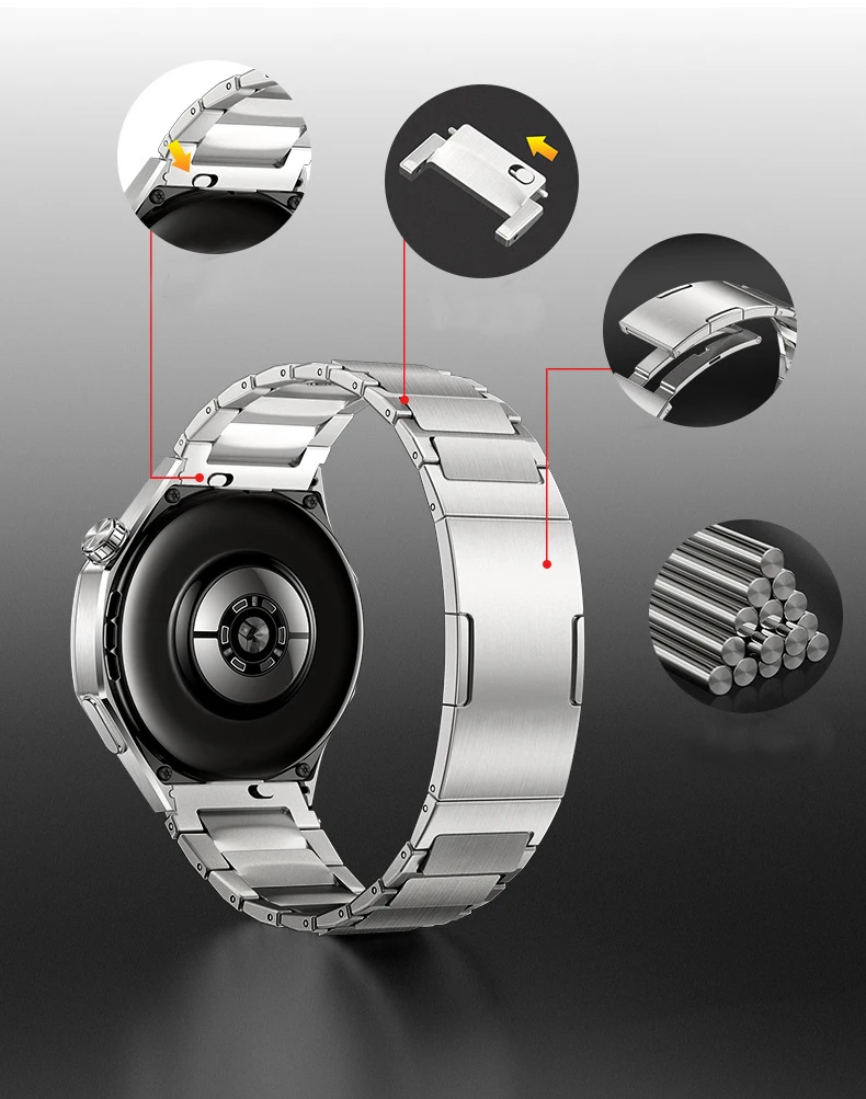 حزام سهل الفك لساعة Huawei Watch Ultimate رفيع للغاية وخفيف الوزن من الفولاذ المقاوم للصدأ لـ GT5 4 3 2 46 مم #2