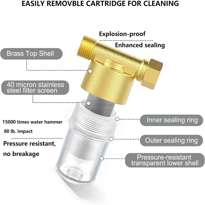

AAAN-Reusable Brass Sediment Washer Filter For Washing Machine, Inline Water Filter, Shower, Garden Hose