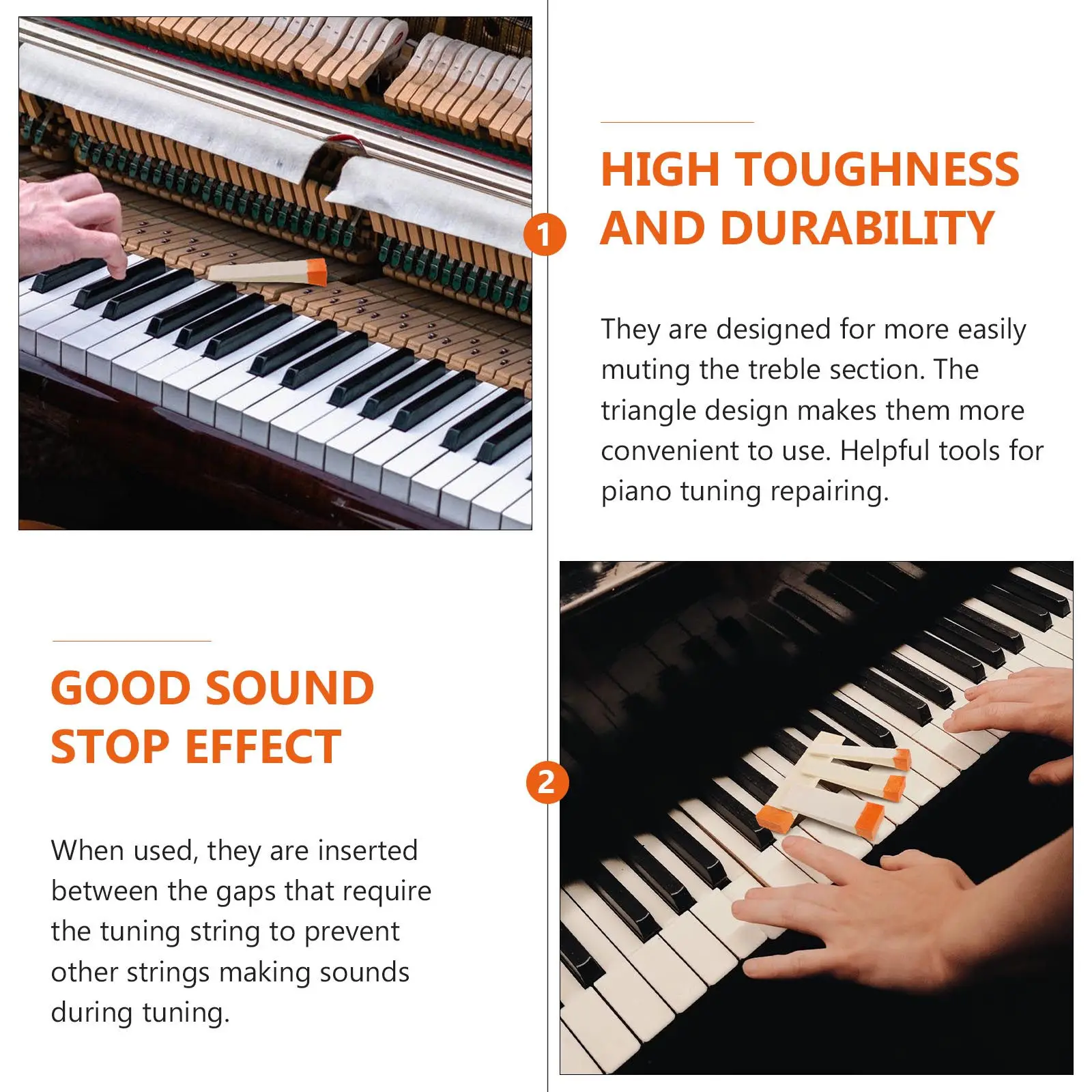 4Pcs Durable Piano Mute Blocks Treble Section Tuning Repair Tools Orange Mute Blocks Tuning Repairing Tools
