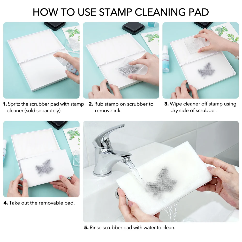 Large Stamp Cleaning Station Stamp Scrubber for All Kinds Stamps for Clear/Rubber/Cling/Foam Stamps Remove Ink Cleaning Tool