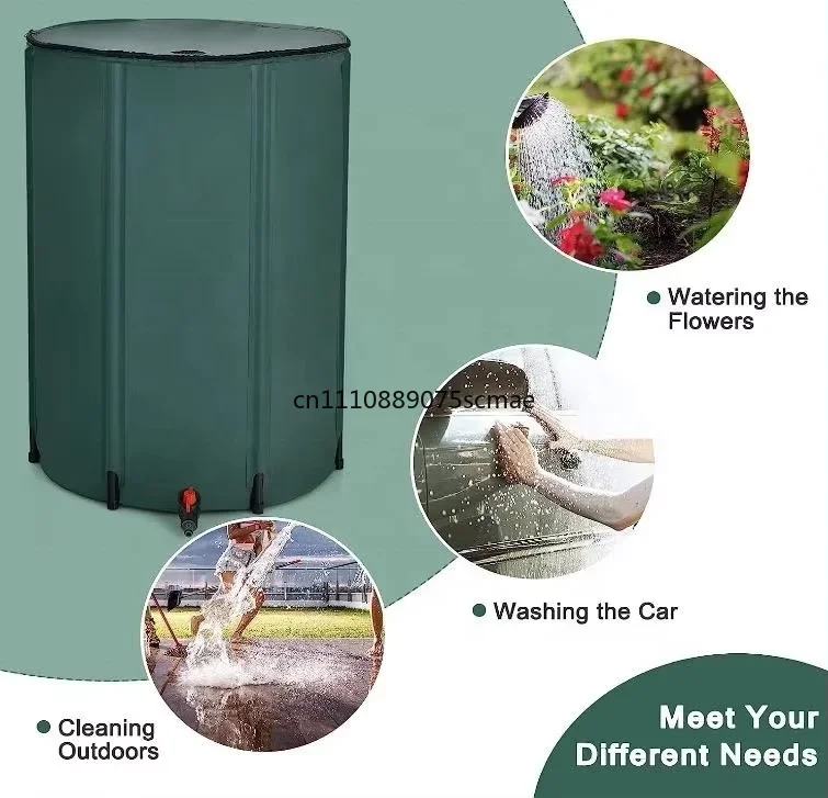 100l/197l pvc foldable rain barrel home garden collection system for irrigation, rainwater collection, outdoor greenhouse