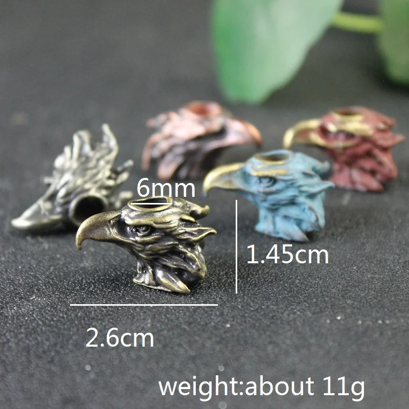 Animal Brass Eagle Head Knife Bead Pendant Outdoor EDC Tool Umbrella Rope Bead Lanyard Hanging DIY Paracord Bracelet Accessories