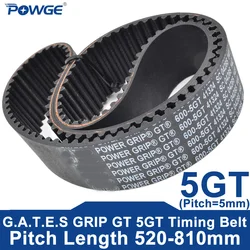 POWGE 5GT Timing belt Lp=520-810mm 525 530 540 545 550 560 565 570 575 580 595 600 610 615 625 635 645 655 670 675 695 700 710