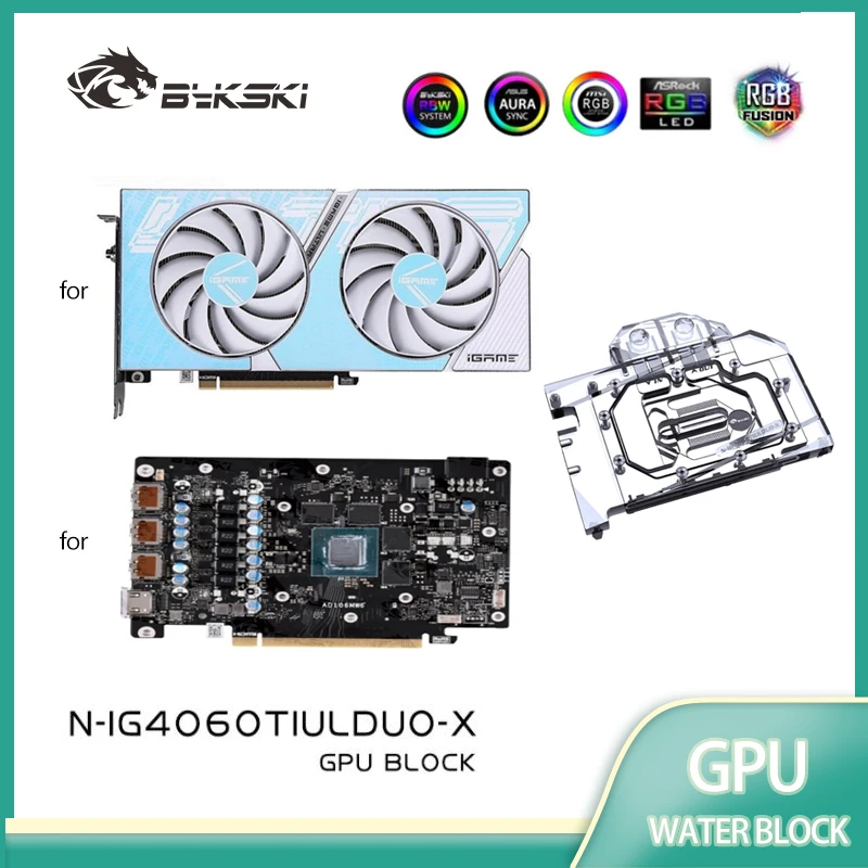 Bykski GPU Block Use for Colorful GeForce RTX 4060 Ti Ultra W OC 8G Graphics Video Card Prevent Corrosion N-IG4060TIULDUO-X