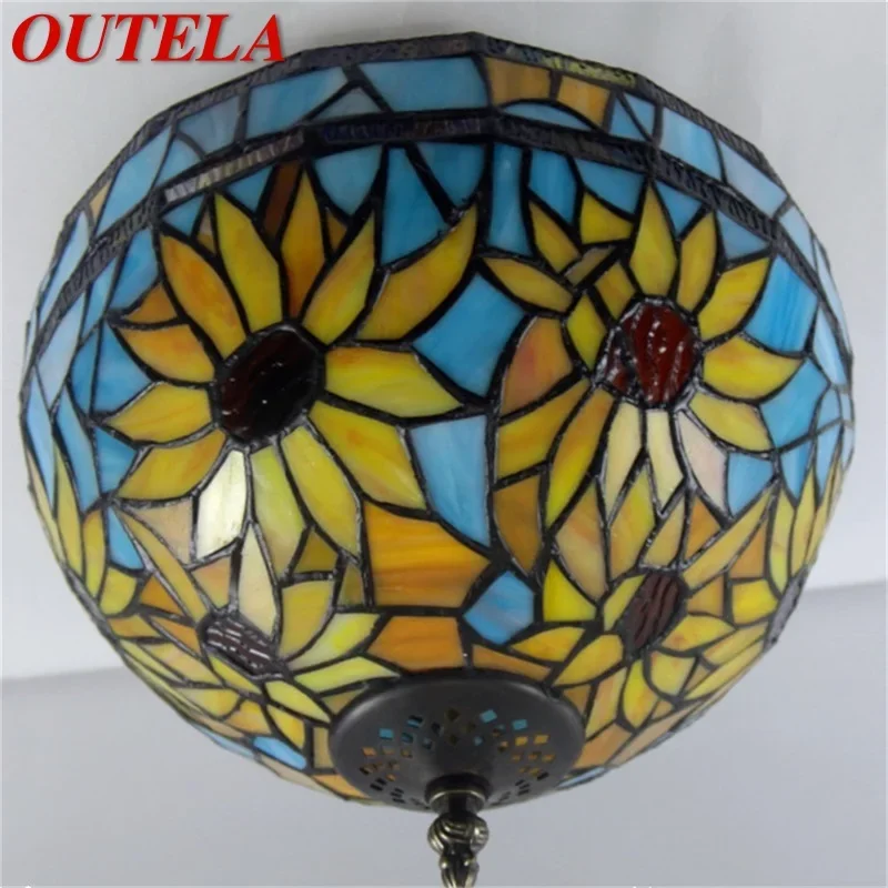 OUTELATiffany Ceiling Light Modern Creative Lamp Flower Figure Fixtures LED Home For Decoration