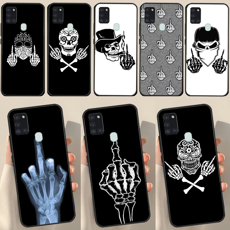 Middle Finger Skeleton Skull Bone For Samsung Galaxy A34 A54 A14 A52 A32 A22 A12 A13 A53 A11 A51 A71 A50 Phone Case