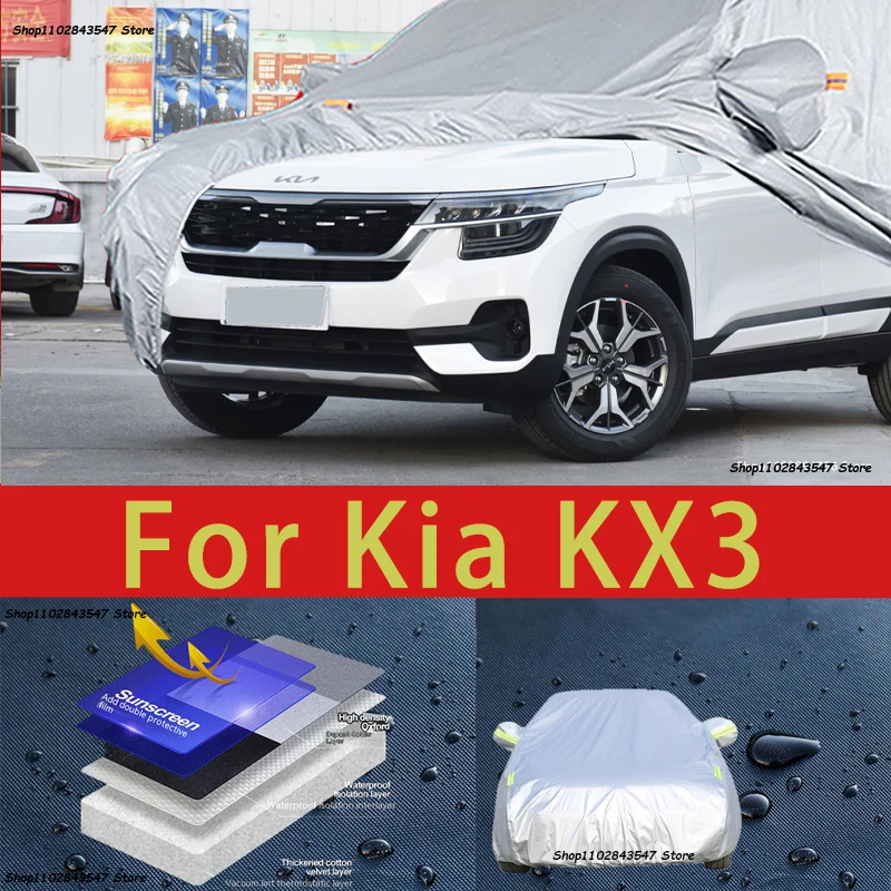 

For Kia KX3 Outdoor Protection Full Car Covers Snow Cover Sunshade Waterproof Dustproof Exterior Car accessories