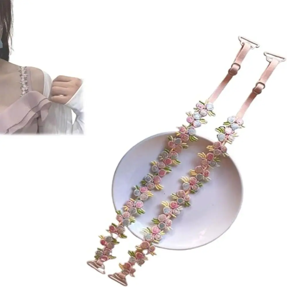 New Removable Floral Bra Straps Anti-slip Elastic Floral Shoulder Belts Adjustable Lace Bra Straps Replacement