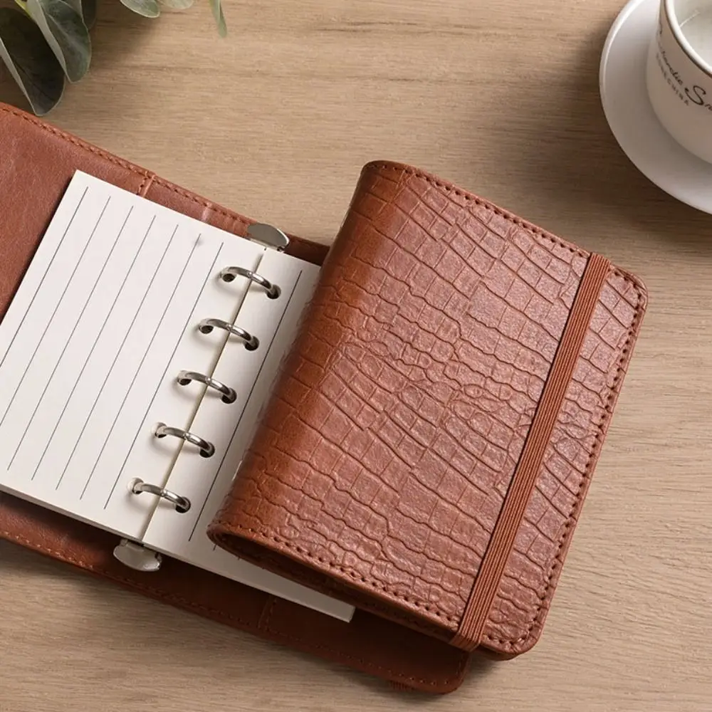 Fashion A8 Leather Binder Notebook Blank Line Portable Mini Diary Planner Schedule 80Sheets Memo Pads Diary
