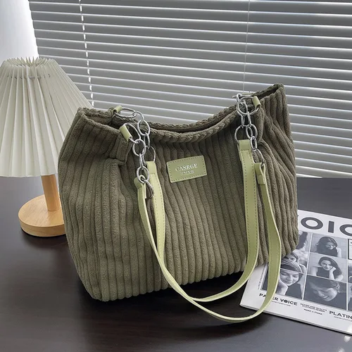 Imagen 2 del producto Bolsos elegantes de gran capacidad con cadena para Mujer, bolso de mano de pana, bolso versátil, bolso de hombro para Mujer, Bolsos para Mujer