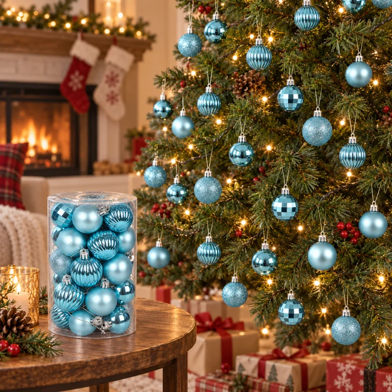 34Pcs/Box 4cm Christmas Ball Decoration Xmas Tree Pendent Ornaments for Home Decor Navidad New Year 2026 Party Gift Supplies