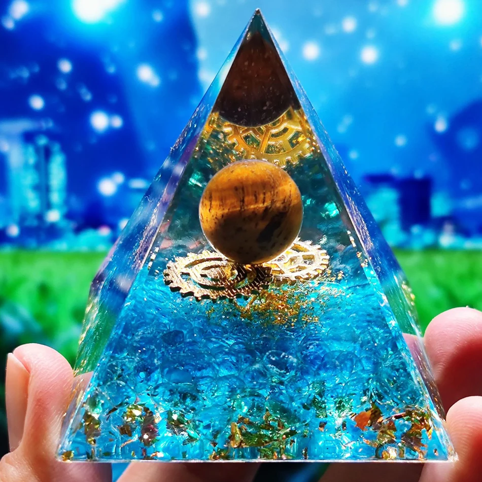 Orgonite Pyramid Healing Crystals Energy Generator Amethyst natural stone pendulum Reiki Chakra Meditation Tool room Decorations