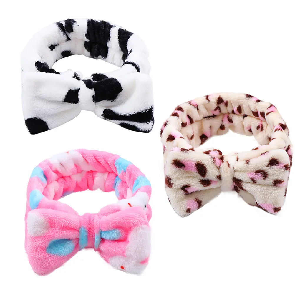 

3Pcs Bowknot Beauty Facial Headband Elastic Secure Fit Hair Band for Washing Face Applying Masks Cosmetics Shower Skincare