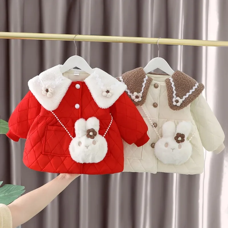 Ropa De Niño Child Clothing 2026 Winter Baby Clothes Korean Cute Girl Outer Cartoon Down Jacket  Plush Princess Girl Clothes 아우터