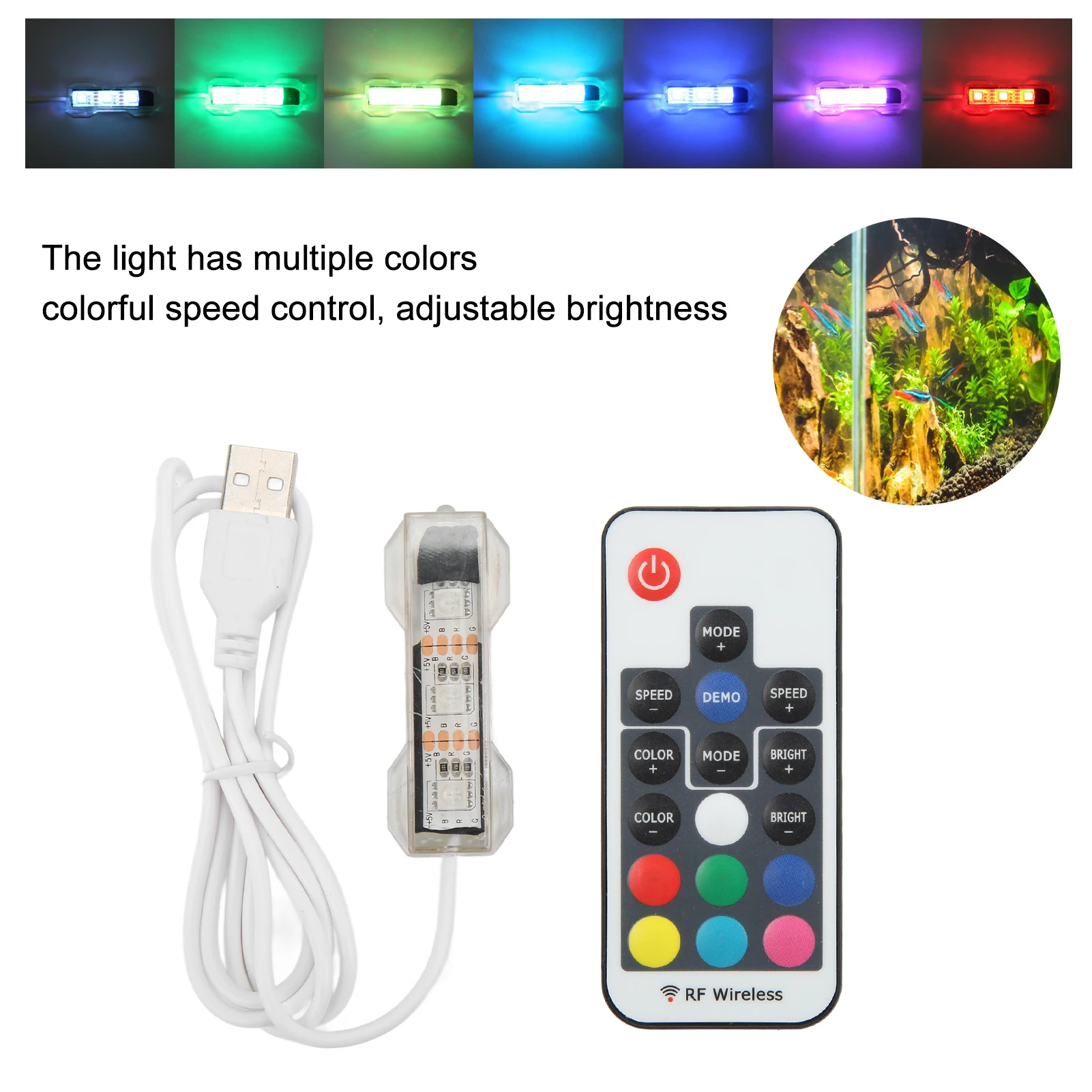 LED Fish Tank Light Easy To Use Split Type Colorful USB Charging Underwater Light for Small Fish Tank for Medium Fish Tanks