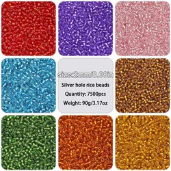 2mm 1500pcs 18g  Silver Colour Inside Seed Beads Glass Craft Beads Bracelets Necklace Ring Making Seedbeads For DIY Art Craft