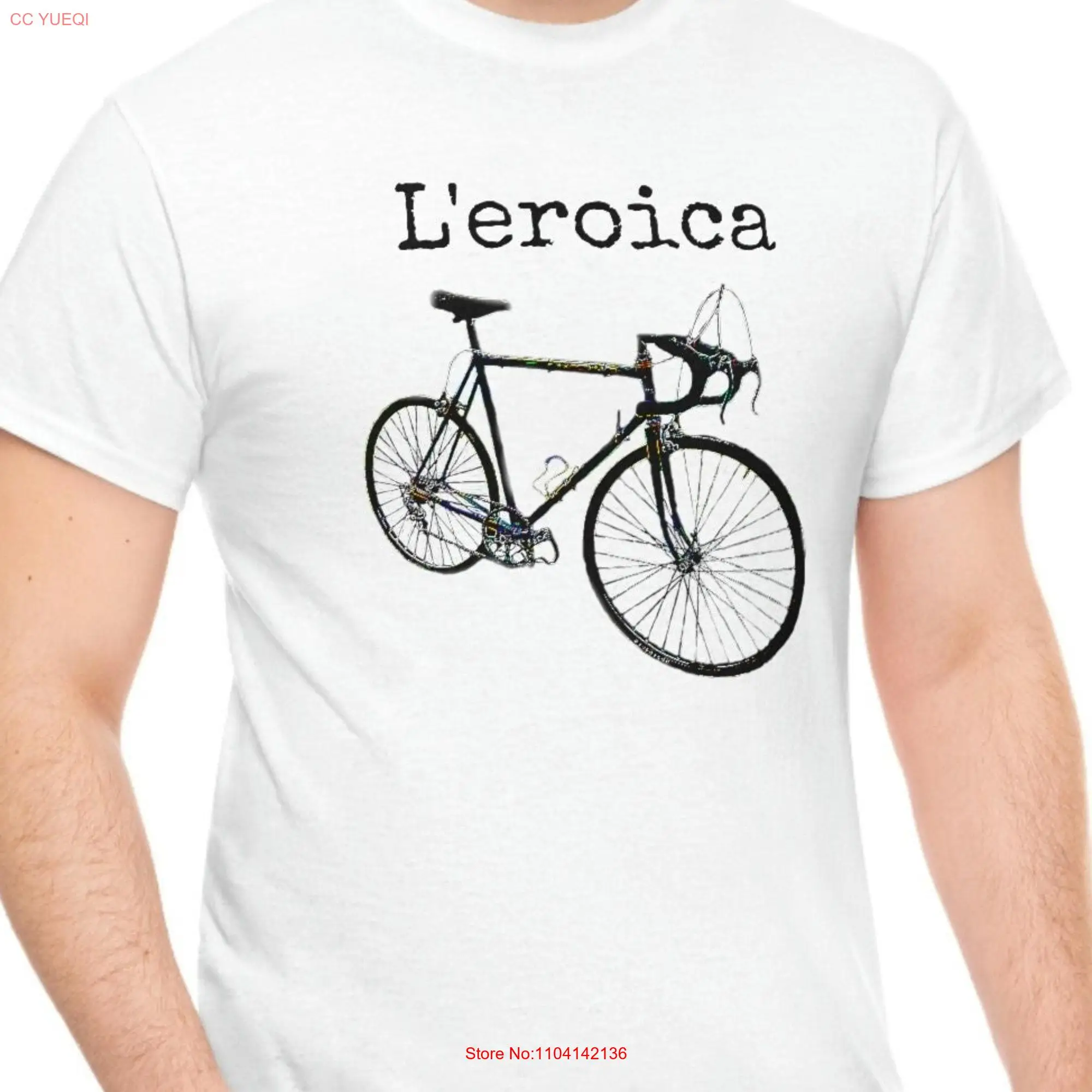 L'eroica Road Bike T Shirt Vintage Down Tube Shifters Racing Steel Frame Heavy Cotton long or short sleeves