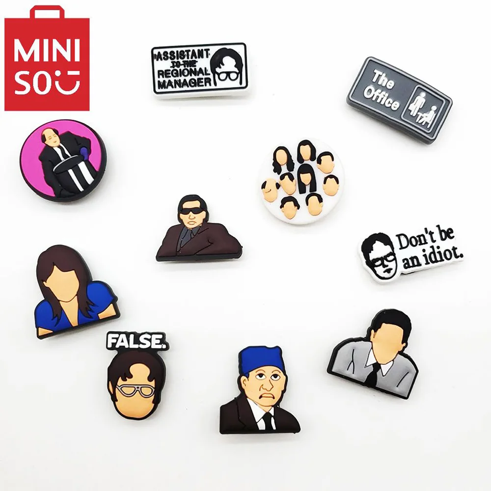 

10pcs American TV series The Office Shoe Charms Accessories DIY Cartoon Shoe Buckle Clogs Sandal Decoration For Kids X-mas Gifts