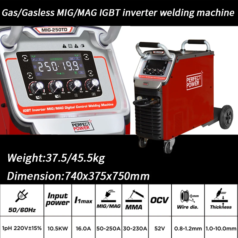 Сварочное оборудование Mig Tig Arc 3 в 1 инвертор 250a Mig сварочный аппарат без газа 220 В с катушкой Gunn FLUX CORED Wire сварочный аппарат