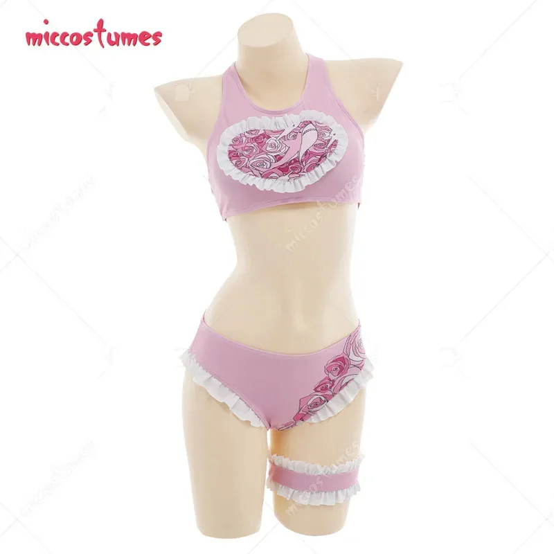 

Women Kawaii Rose Shark Pattern Swimwear Two Piece Beach Swimsuit Bathing suit