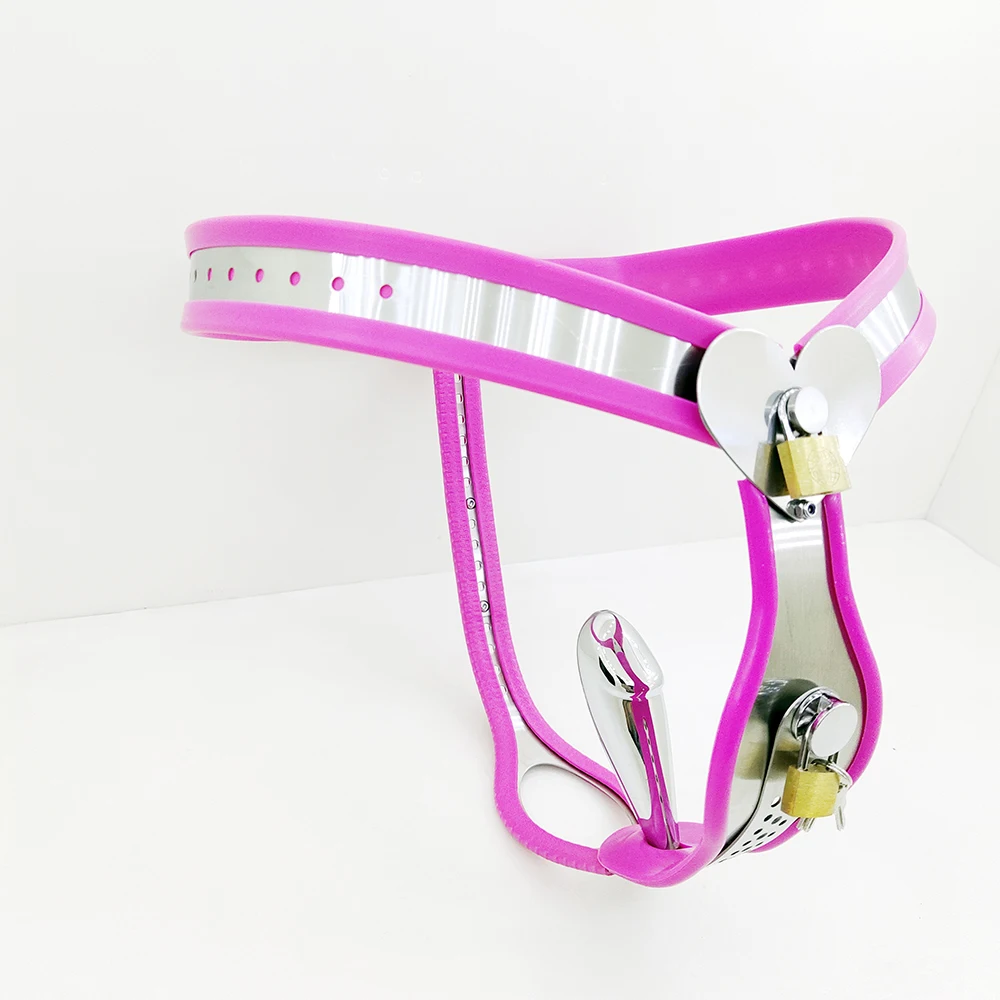 Steel Female Chastity Belt Device with A Defecation Hole Removable Plug Strap on Chastity Device Bondage Sex Toys for Woman